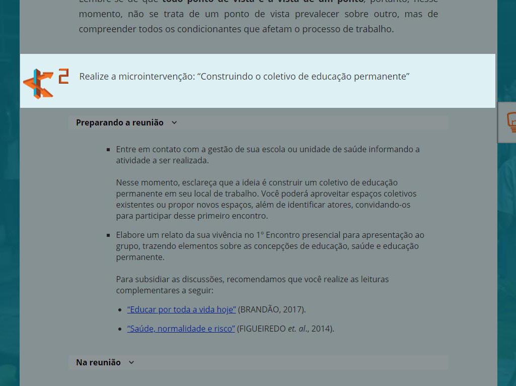 A imagem mostra a tela do percurso com a tarefa e ícone da Microintervenção em destaque.